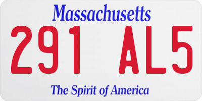 MA license plate 291AL5