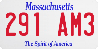 MA license plate 291AM3