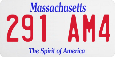 MA license plate 291AM4