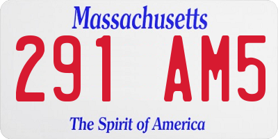MA license plate 291AM5