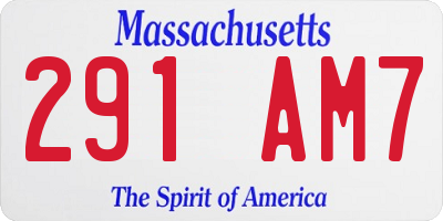 MA license plate 291AM7