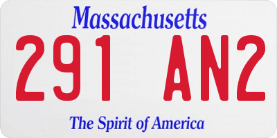 MA license plate 291AN2