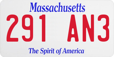 MA license plate 291AN3
