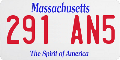MA license plate 291AN5