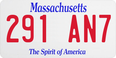 MA license plate 291AN7