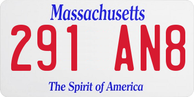 MA license plate 291AN8