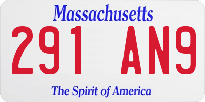 MA license plate 291AN9