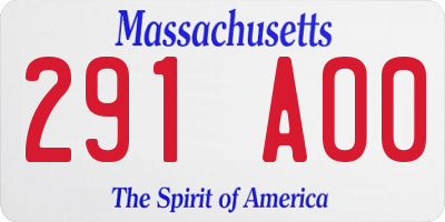 MA license plate 291AO0