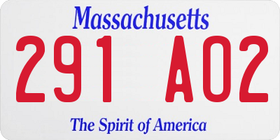 MA license plate 291AO2