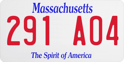 MA license plate 291AO4
