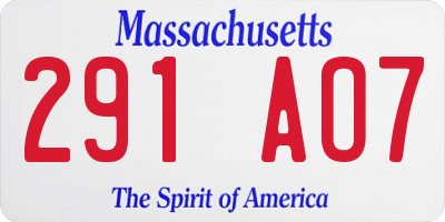 MA license plate 291AO7