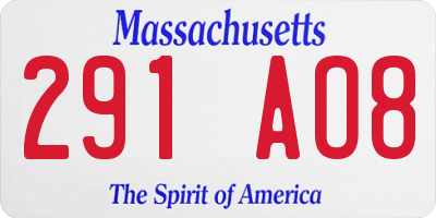 MA license plate 291AO8