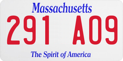 MA license plate 291AO9