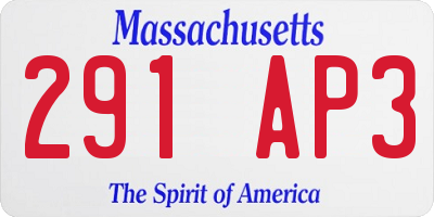 MA license plate 291AP3