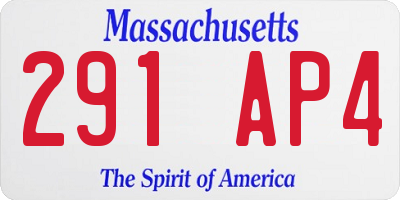 MA license plate 291AP4