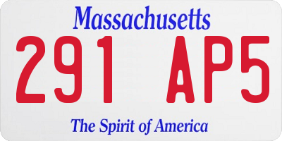 MA license plate 291AP5