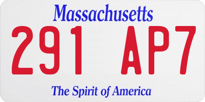 MA license plate 291AP7