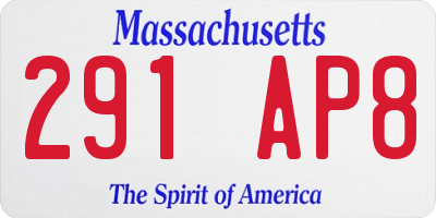 MA license plate 291AP8