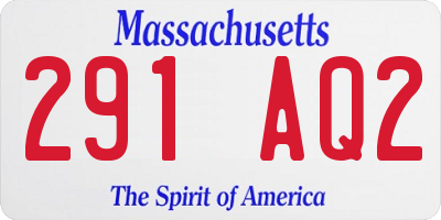 MA license plate 291AQ2