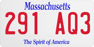 MA license plate 291AQ3