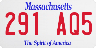 MA license plate 291AQ5