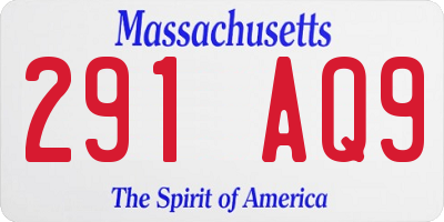 MA license plate 291AQ9
