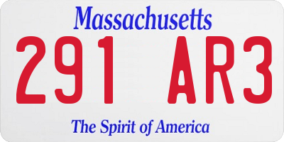 MA license plate 291AR3