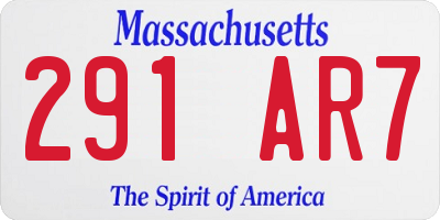 MA license plate 291AR7