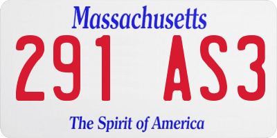 MA license plate 291AS3