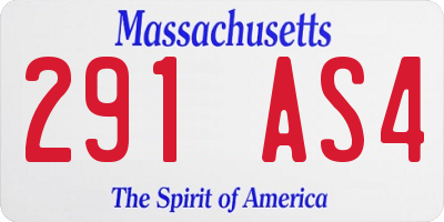 MA license plate 291AS4