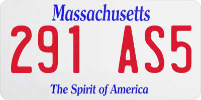 MA license plate 291AS5
