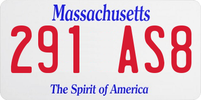 MA license plate 291AS8