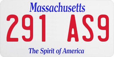 MA license plate 291AS9