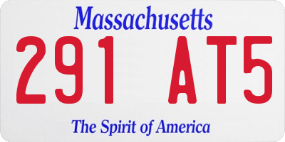 MA license plate 291AT5