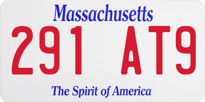 MA license plate 291AT9