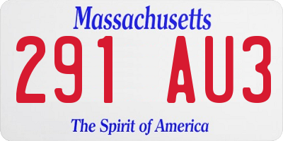 MA license plate 291AU3