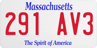MA license plate 291AV3
