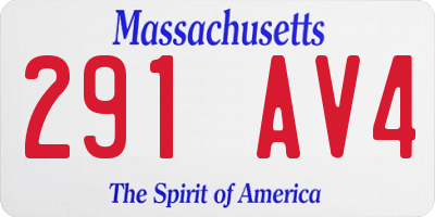 MA license plate 291AV4