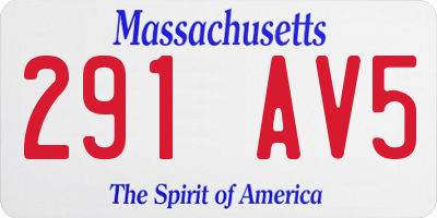 MA license plate 291AV5