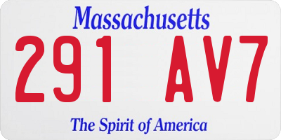 MA license plate 291AV7