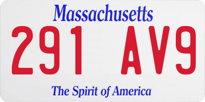 MA license plate 291AV9