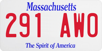 MA license plate 291AW0