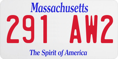 MA license plate 291AW2
