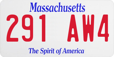 MA license plate 291AW4