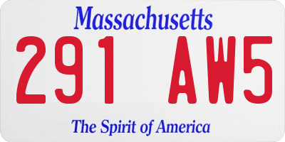 MA license plate 291AW5