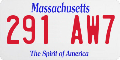 MA license plate 291AW7