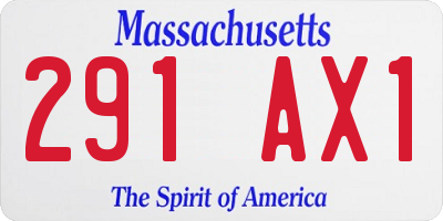MA license plate 291AX1