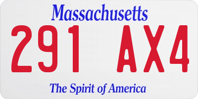 MA license plate 291AX4