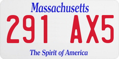 MA license plate 291AX5