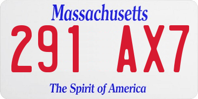 MA license plate 291AX7